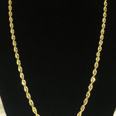 4mm Thick Genuine 10K Gold Rope Chain Necklace