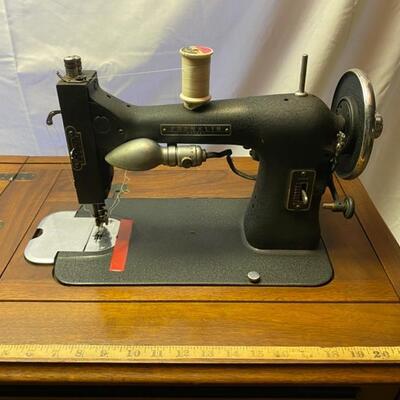 Sears Roebuck Co. Franklin Rotary Sewing Machine & Table - 18"D x 25"W x 31"H (Closed) 18"D x 48"W x...