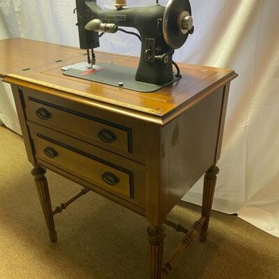 Sears Roebuck Co. Franklin Rotary Sewing Machine & Table - 18"D x 25"W x 31"H (Closed) 18"D x 48"W x...