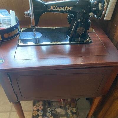 Vintage Kingston sewing machine with accessories