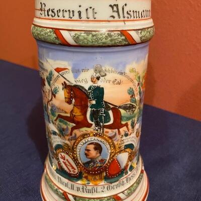 Antique German Military Regimental Beer Stein - named 