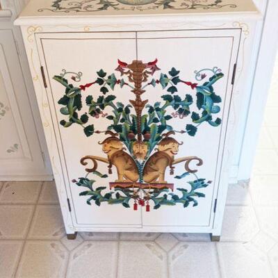 Beautiful cream colored cabinet, hand-painted Inside and out