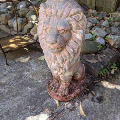 Concrete cast lion garden statue