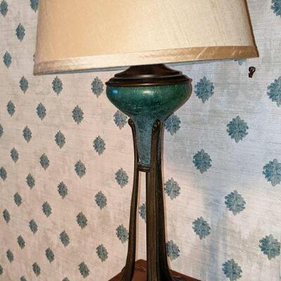 Vintage opalescent green lamp