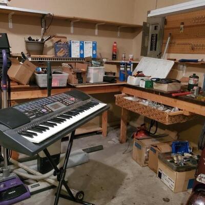 Keyboard, handtools, garage stuff
