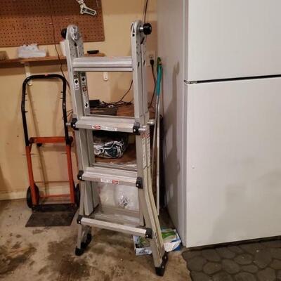 Folding ladder, hand truck, refrigerator