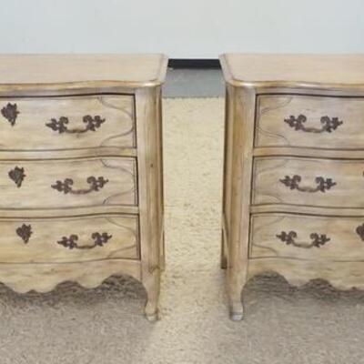 1034	PAIR OF HIGHLAND HOUSE *EUROPEAN EXCURSIONS* 3 DRAWER CHESTS. ONE HAS A FINISH WEAR SPOT ON THE TOP. 38 IN W, 36 1/4 IN H
