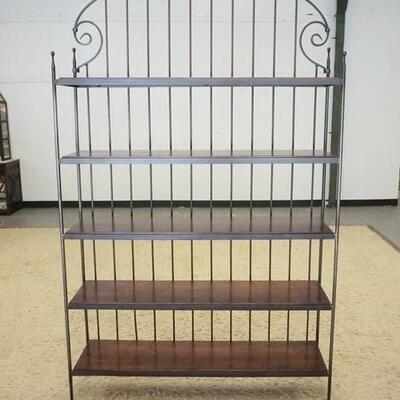 1028	CHARLESTON FORGE BAKERS RACK HAS WOODEN SHELVES. 50 IN W APP. 80 IN H 
