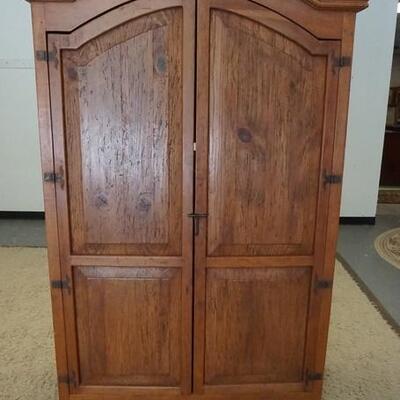 1069	PINE ARCH TOP WARDROBE, WROUGHT IRON HINGES, 74 IN HIGH X 47 1/2 IN WIDE X 21 1/2 IN DEEP
