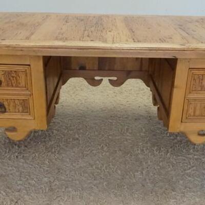 1068	LARGE SOUTHWEST PINE KNEEHOLE DESK, PANELED SIDES & BACK, 71 IN WIDE X 35 IN DEEP X 32 IN HIGH
