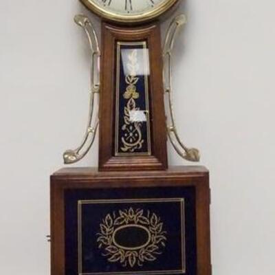1046	BANJO CLOCK W/DECORATED GLASS DOORS, 39 IN HIGH
