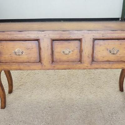 1013	3 DRAWER HALL TABLE. 54 1/4 IN W, 34 IN H, 13 1/4 IN DEEP
