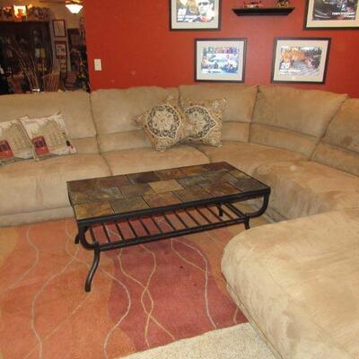 This sectional is huge.  Reclines on both ends and is in great clean condition