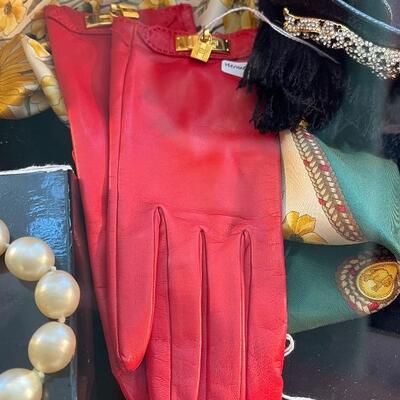 Hermes leather gloves
