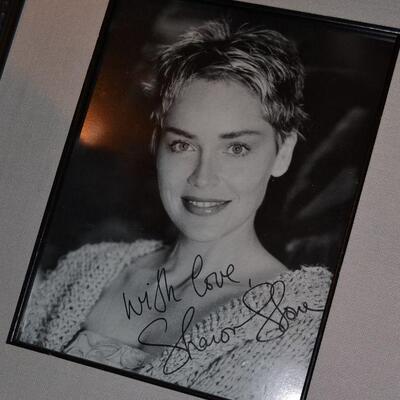 Sharon Stone signed BW photo framed