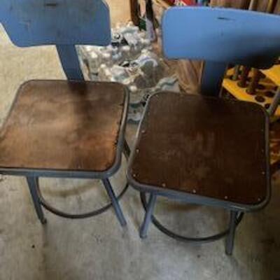 Set of 4 1970's metal industrial chairs