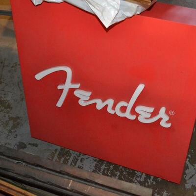 Fender Musical Instruments dealer wall sign with mounting hardware