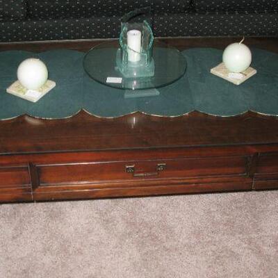 MAHOGANY GLASS TOP COFFEE TABLE  BUY IT NOW $ 50.00