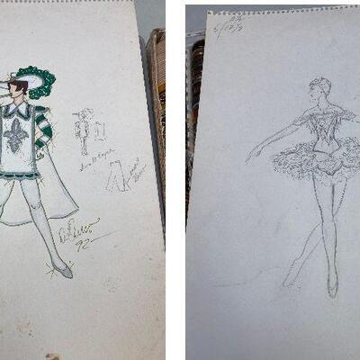 https://www.ebay.com/itm/124755339801	LRM4034 Double Sided 1992 Mardi Gras Costume Design Sketches
