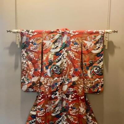 authentic Japanese silk wedding Kimono $650
homeowner offers to take it down from the wall hanging