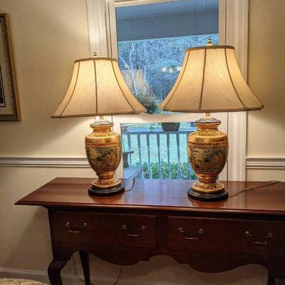 Pair of Asian Lamps with Shades