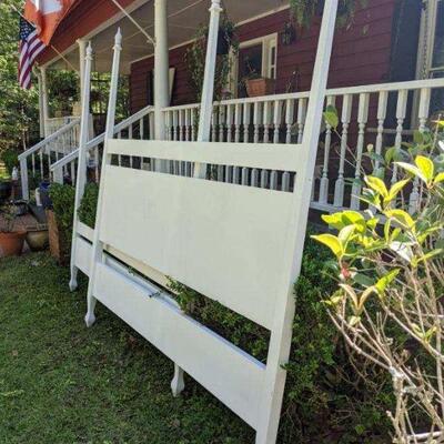 Solid wood headboard purchased at One King's Lane for over $2000. King headboard and footboard rails and slats.