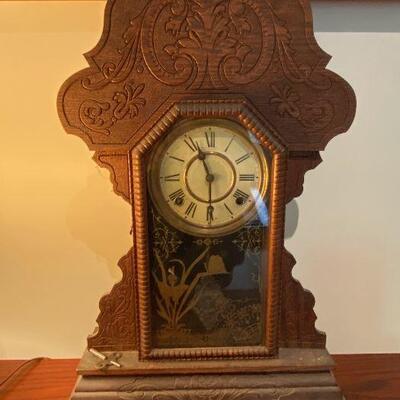 Antique Sessions Oak Case Mantel Clock