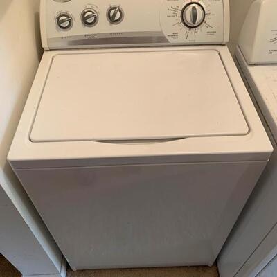 This is a Whirlpool top loading washer. It has an easy turn knob for wash settings and comes with all the needed hookups. The metal...