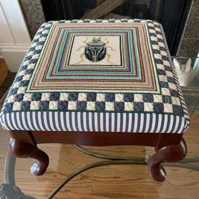 Hand needlepointed footstool