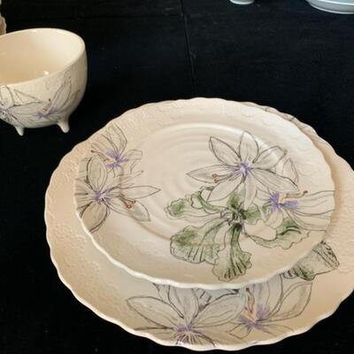 Set of dishes with flowers, 12 place settings from Portugal