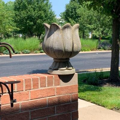 Cement garden urns and outdoor sculptures and decor