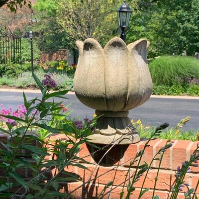 Cement garden urns and outdoor sculptures and decor