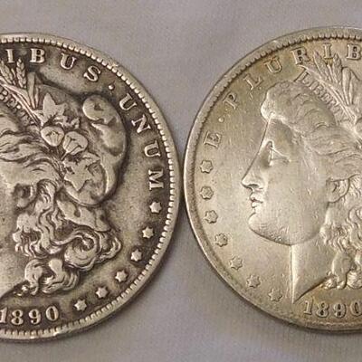 1890 & 189o Morgan Silver Dollars