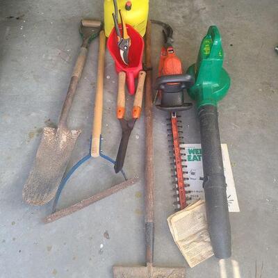 Yard tools electric and hand tools. Sprayer has directions with it and so does weed eater. All power tools do work....