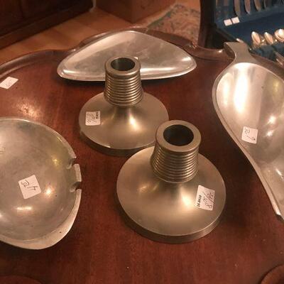 Assortment of Polished Pewter Accessories