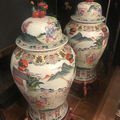 Pair of Asian Temple Jars, 24" tall