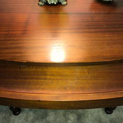 Cherry Tall table, oval 6 legs with ornate stretchers. 
Detail pic drawer 