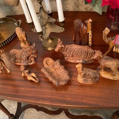 Dominican Hand-carved Nativity Animals and Angel Gabriel 