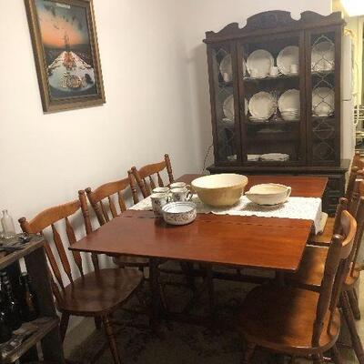 Maple Drop-leaf dining table + Captains chairs 