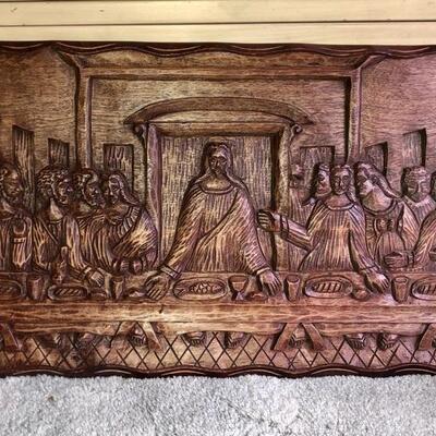 Carved Last Supper wall art plaque 