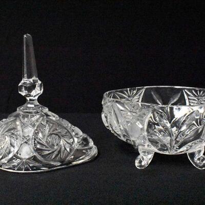 Oval Crystal Candy Dish with Steeple Lid & Star