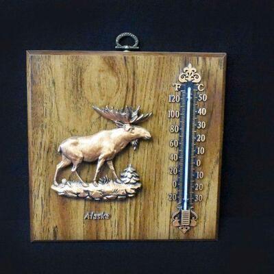 Vintage A & F Alaskan Moose Wall Thermometer
