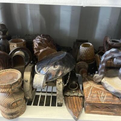 #5050 â€¢ Wooden Candle Holders, Wine Holder, and Misc Wooden Decorations