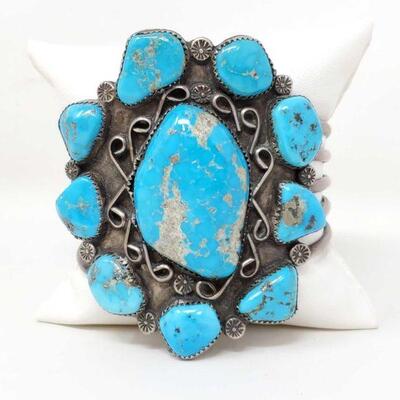 #926 â€¢ Native American Turquoise Sterling Silver Statement Cuff