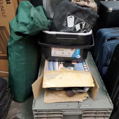 #2168 â€¢ Camping Supplies, Includes Ice Chest, Pots and Pans, Blow Up Mattress, and More