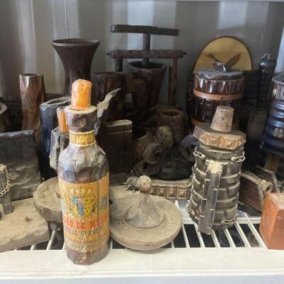 
#5048 â€¢ Wooden Bottles, Bookends, and other Decorations
