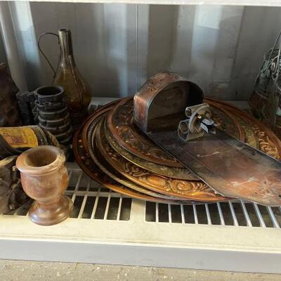 
#5062 â€¢ Metal Trays, Basket, Wooden Wine Holder, Cups and More