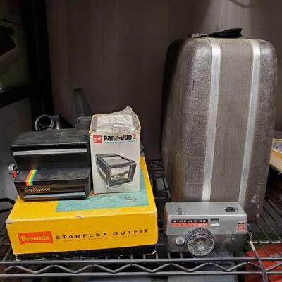 
#5086 â€¢ Smith- Corona Galaxie Type Writer, Simplex 43, Polaroid OneStep 600, and More