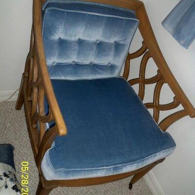 Blue Velvet Side Arm Chair