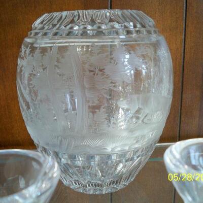 Etched Crystal Vase